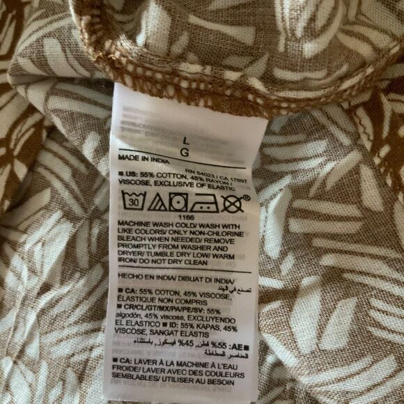 Old Navy Brown Tan Print Off Shoulder Smocked Waist Maxi Dress Large New - Picture 10 of 10